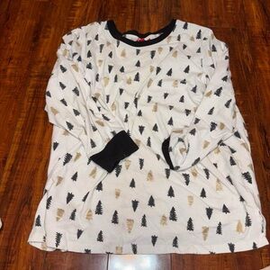 White Long Sleeve Shirt and pants with Tree Pattern